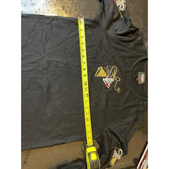 Designers Studio Black Holiday Bells Embroidered T Shirt Sz L - Picture 5 of 8